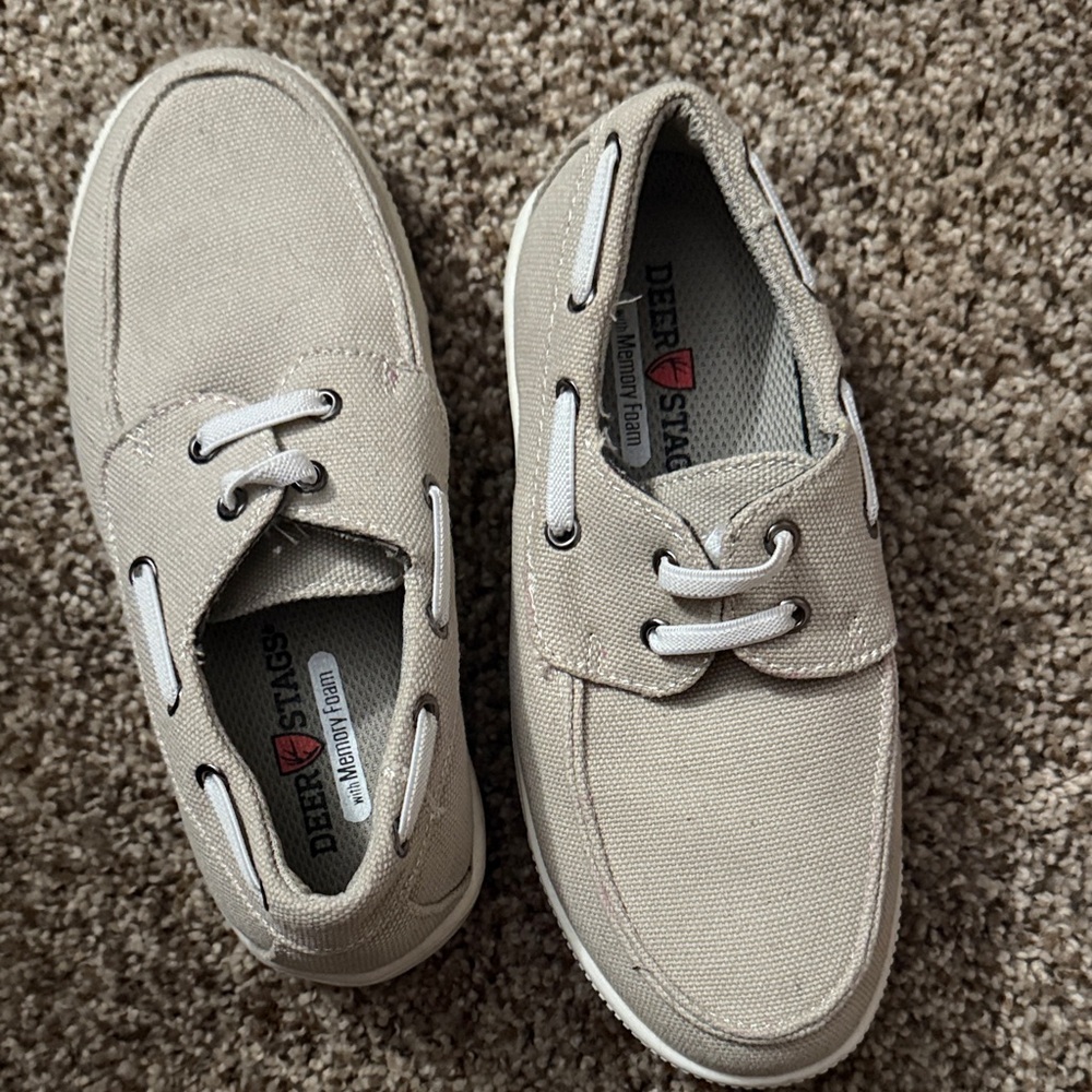 Deer Stags Boys Beige Boat Shoes